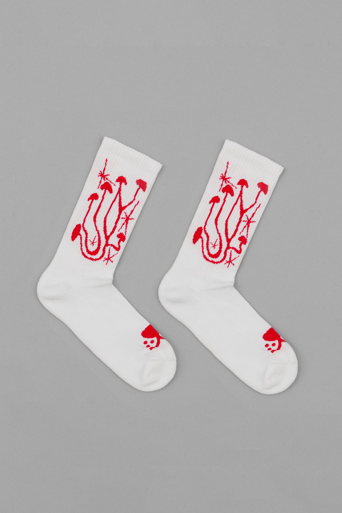 Socks Mush White - Red